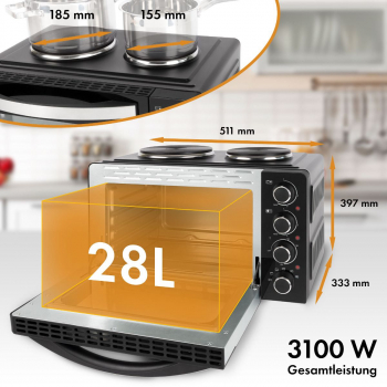 Bomann KK 6059 CB Mini-Backofen mit Kochplatten